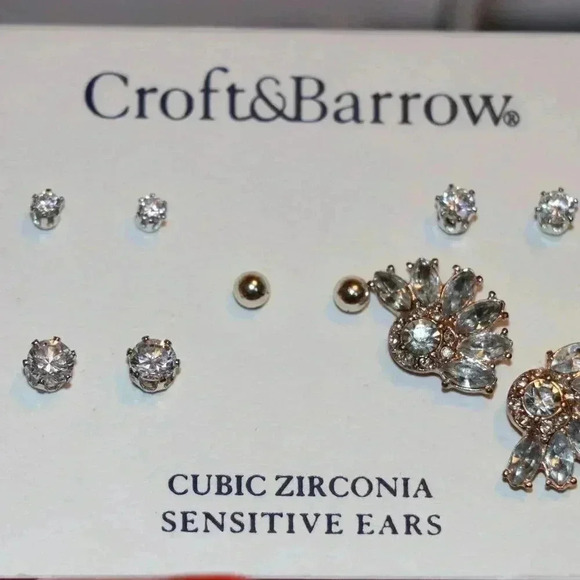 Croft & BArrow Cubic Zirconia for Sensitive Ears 5 Pair of Earrings - Picture 2 of 3